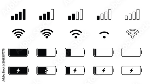 Mobile device status icons set