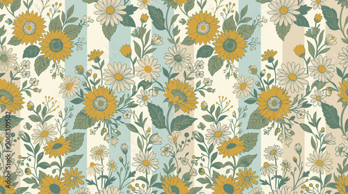Vibrant Yellow and White Floral Pattern.