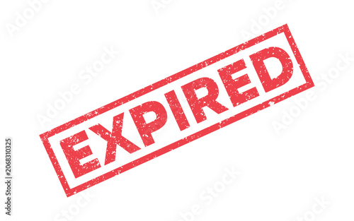 Foto Red expired rubber stamp vector icon isolated on white background