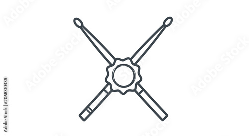Drumsticks with drumhead and mallets.