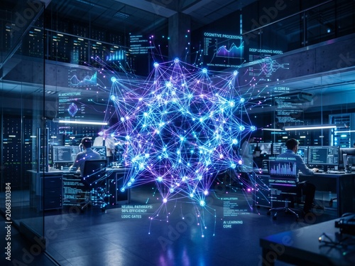 Network of glowing nodes and lines artificial intelligence visualization