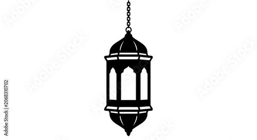 Hanging Islamic Lantern Silhouette Illustration.