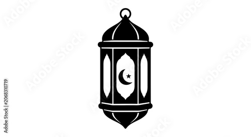 Islamic Lantern with Crescent Moon Symbol.