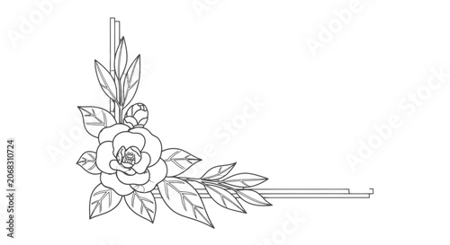 Black and White Rose Hair Clip Illustration.