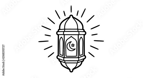 Islamic Lantern with Crescent Moon Symbol.