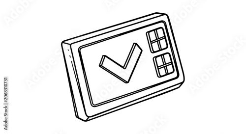 Simple Line Drawing of Safe Box.
