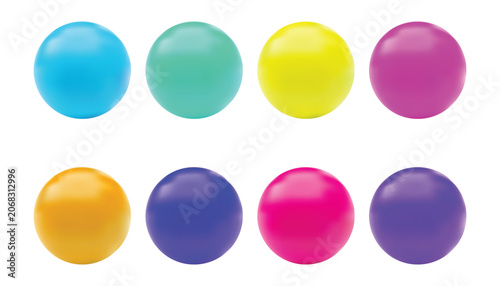 Set of colorful glossy spheres 3d render of shiny balls in various colors for design elements and web graphics