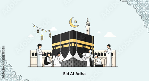 Obraz na plátně Sacred Kaaba Shrine With Pilgrims In Mecca.
