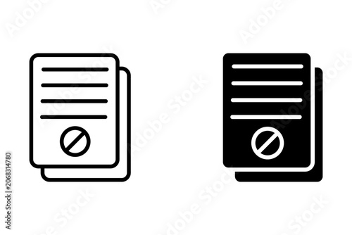 Document Blocked Icon, File Access Denied Symbol, Restricted Document Outline