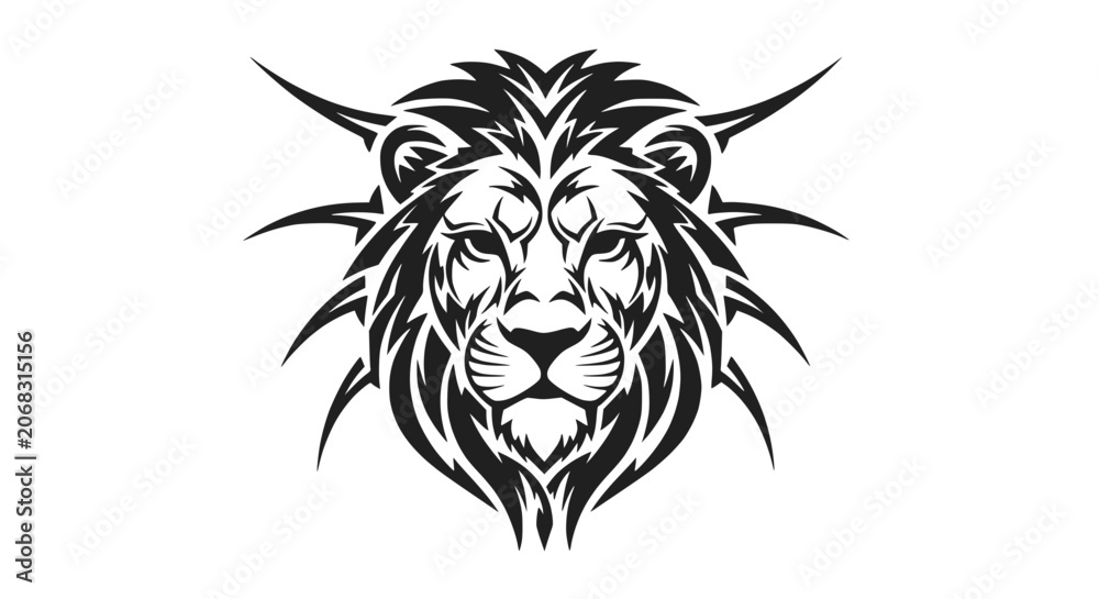 Fototapeta premium Tribal Lion Head Tattoo Design - Fierce Animal Graphic