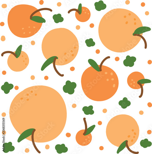 Cute Orange Fruit Seamless Pattern Background