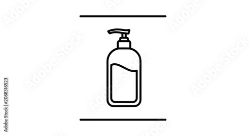 Minimalist Line Art Icon of a Pump Bottle Dispenser