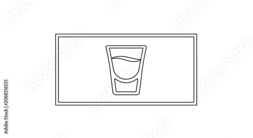 Minimalist Line Art Icon of a Shot Glass with Liquid