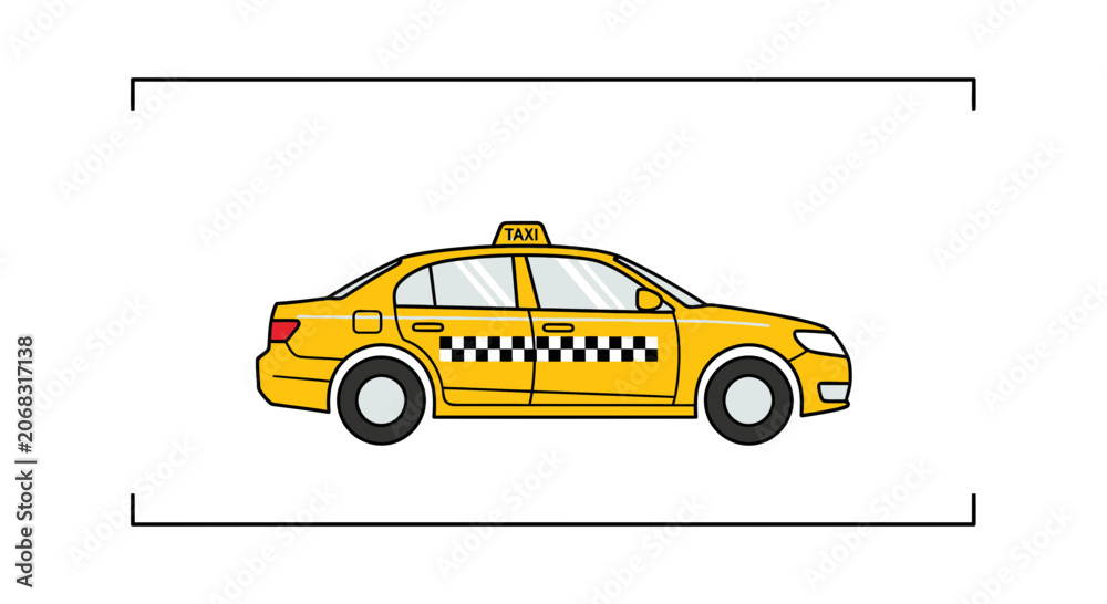 Naklejka premium Yellow Taxi Cab Illustration - City Transport Service