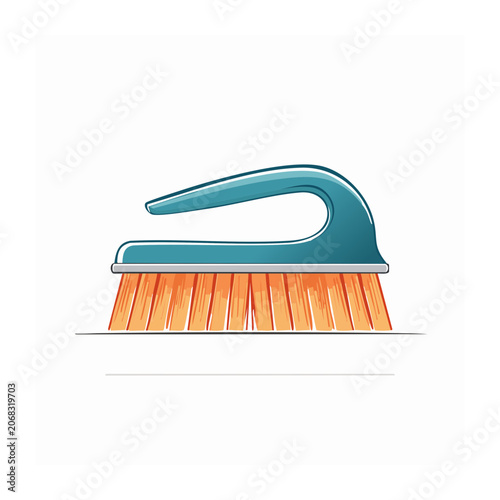 Teal and Orange Scrub Brush Illustration