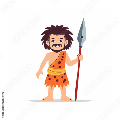 Cartoon caveman holding a spear