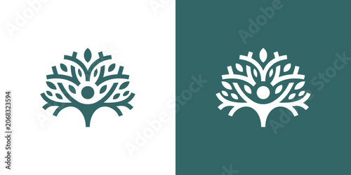 logo design combining people and tree, design vector icon idea
