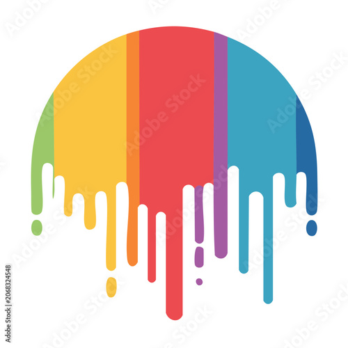 Rainbow paint drip semicircle illustration