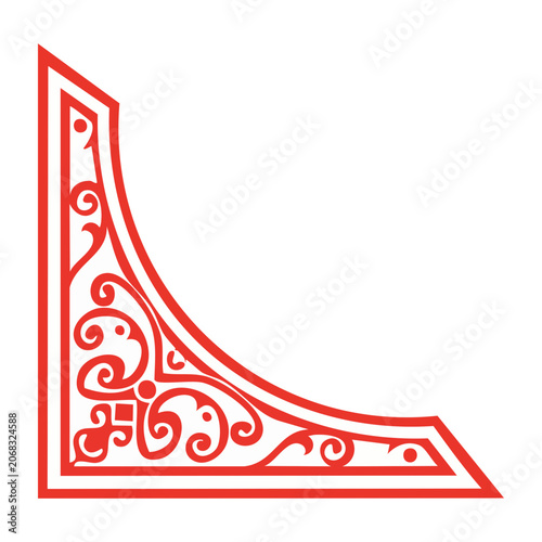 Red ornamental corner scrollwork vector