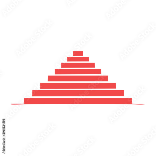 Red Pyramid Icon with Steps on White Background