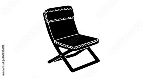 Tableau sur toile Black Folding Chair with White Trim.
