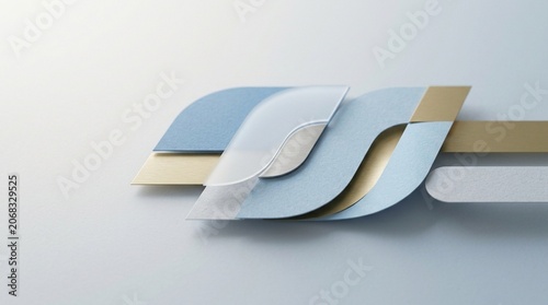 Abstract Layers and Materials Composition with Pastel and Metallic Elements