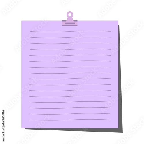 blank purple note paper with clip