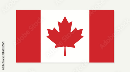 Official national flag of Canada with red maple leaf on white background.