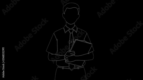 Businessman, office worker, professional, vector icon, line art, minimalist design