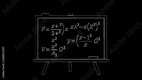 Mathematical equations, formulas on blackboard, education concept, school background, vector illustration