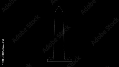 Washington Monument, iconic landmark, vector illustration, black and white, simple outline