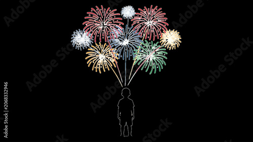 Fireworks, colorful explosion, festive illustration, celebration vector