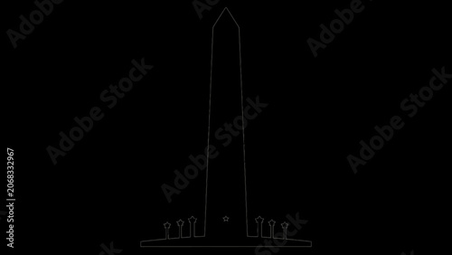 Washington Monument, iconic landmark, vector illustration, line art, black and white