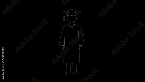 Graduation, Academic, Cap and Gown, Icon, Vector Illustration, Education Symbol