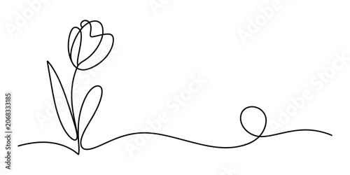 Foto Continuous single line drawing of a simple tulip flower