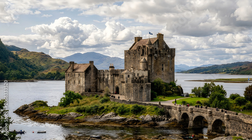 Eilean donan castle by a lake in the scottish highlands