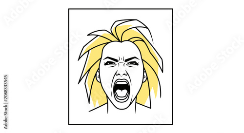 Woman Screaming in Anger, Frustration, or Pain - Close-up Face Expression
