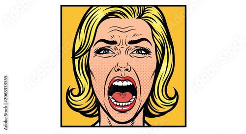 Woman Screaming in Anger, Pop Art Style