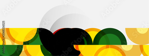 Bild auf Leinwand Abstract composition featuring overlapping circles, yellow, green, black, white