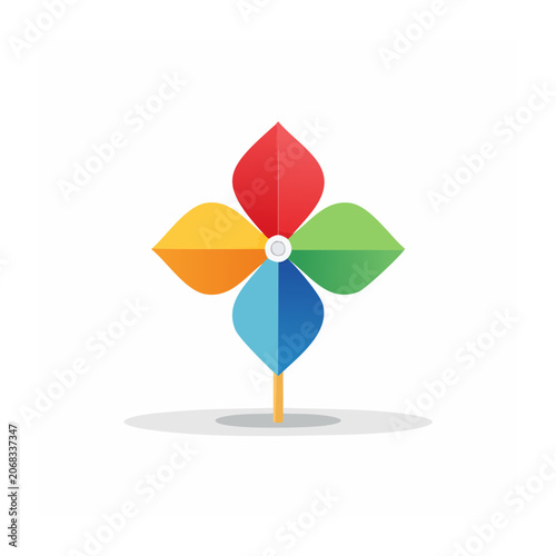 Colorful pinwheel icon in flat design style