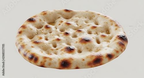 Delicious naan bread on white background.