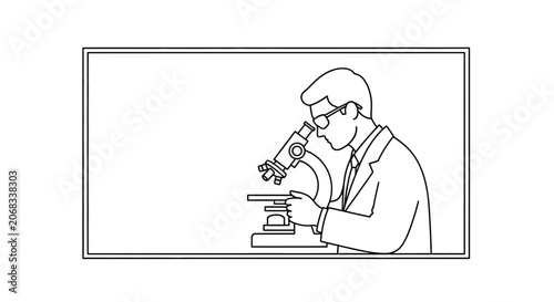 Scientist in Lab Coat Using Microscope, Research and Discovery