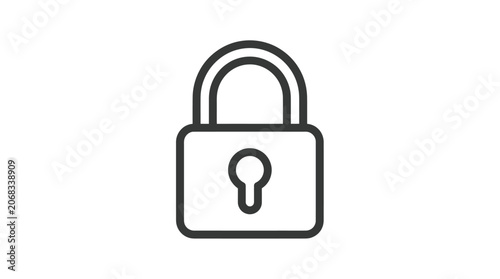 Slika na platnu Black outline padlock security icon on white background