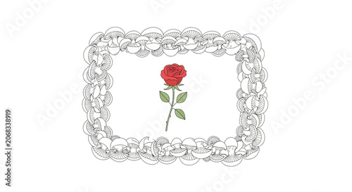 Red Rose in Decorative Frame