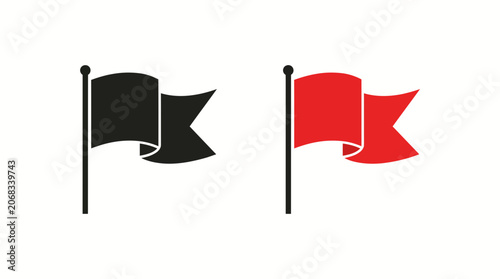 Pair of waving pennant flags in solid black and red.