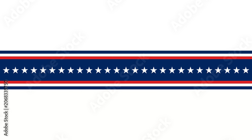 Patriotic American flag themed border with stars and stripes on white background.
