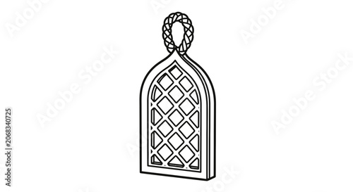 Ornate Metal Pendant with Lattice Design.