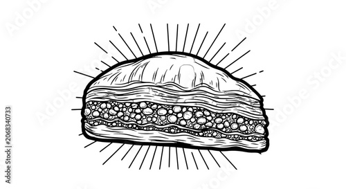 Detailed Hand Drawn Burger Illustration.