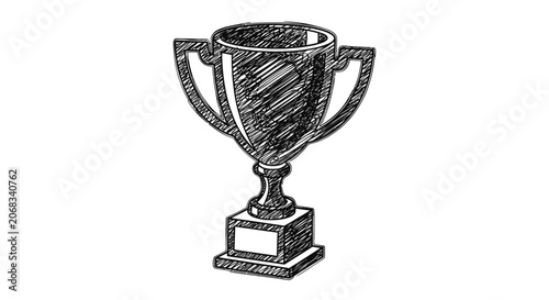 Classic Silver Trophy Illustration on White.