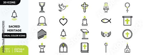 Konstfotografi Heritage Faith Symbols icon set